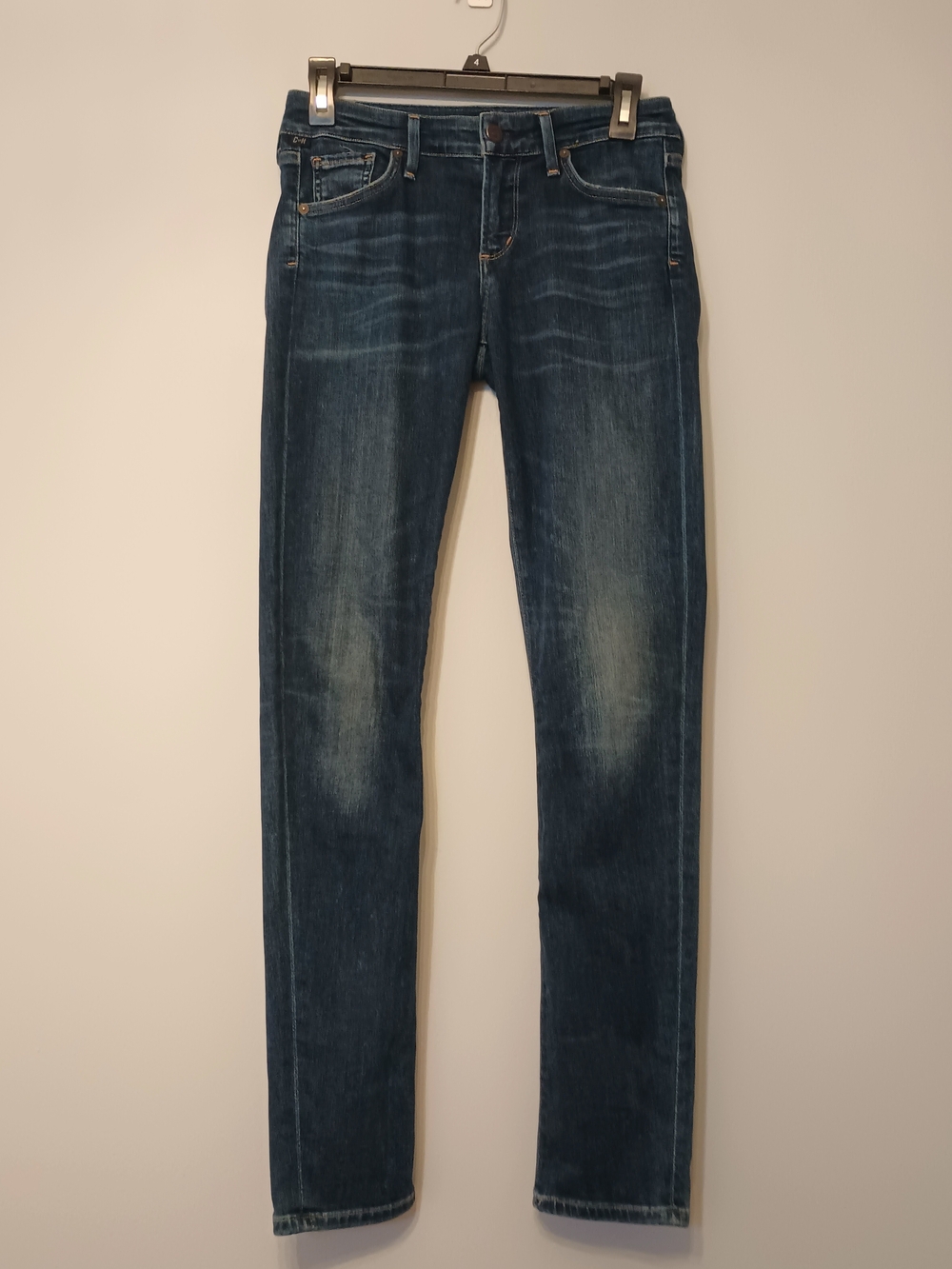 Citizens Of Humanity Arielle Mid Rise Skinny Jeans in Dark Blue Wash